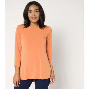 Susan Graver Womens Modern Essentials Liquid Knit Top Size XLP Orange Office